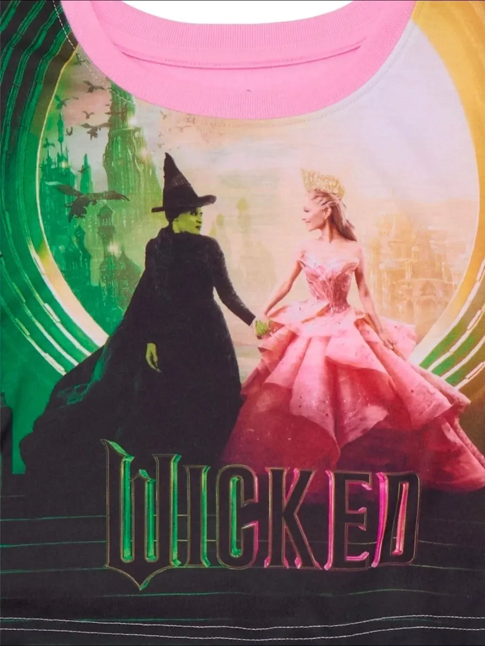 Wicked Girls Pajamas Set Shirt Pants Movie Elphaba Glinda Pink Green, NEW